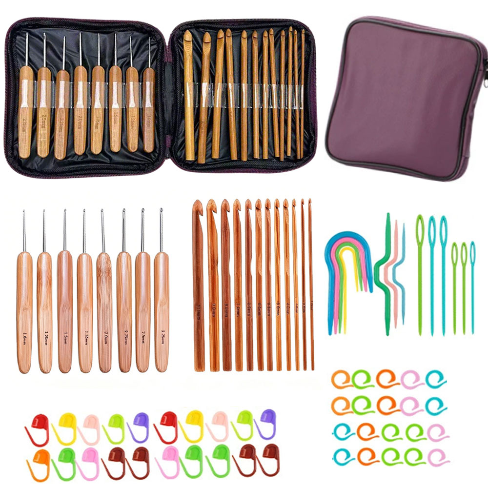 74pcs Bamboo Crochet Hooks Set - Sewing recension och pris