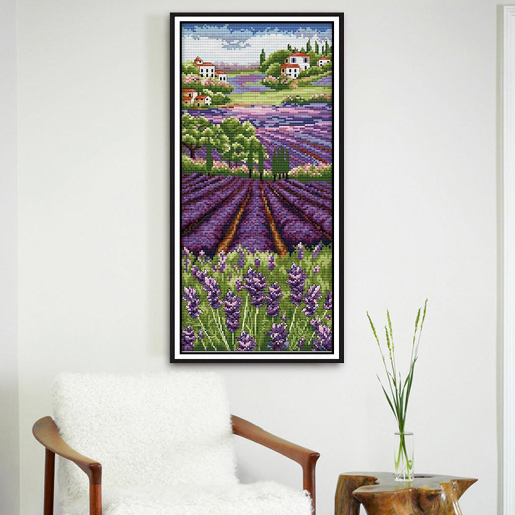 Lavender Flowers Stamped Cross - Cross Stitch Stamped Kits Beginners recension och pris