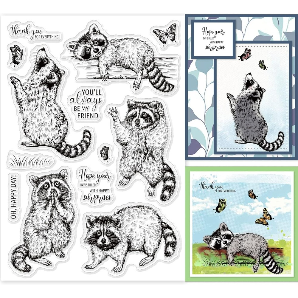 Realistic Raccoons Clear Stamp - Clear Silicone Stamps For Card Making recension och pris