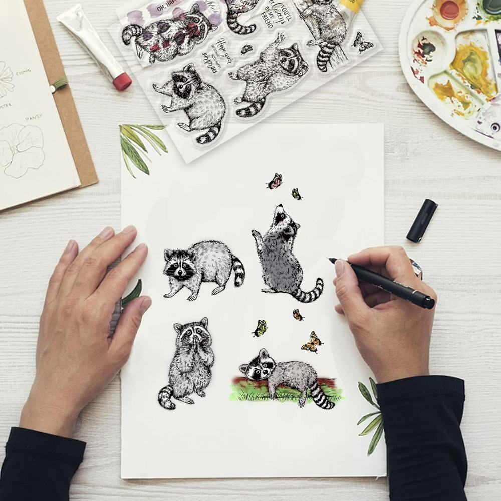 Realistic Raccoons Clear Stamp - Clear Silicone Stamps For Card Making recension och pris