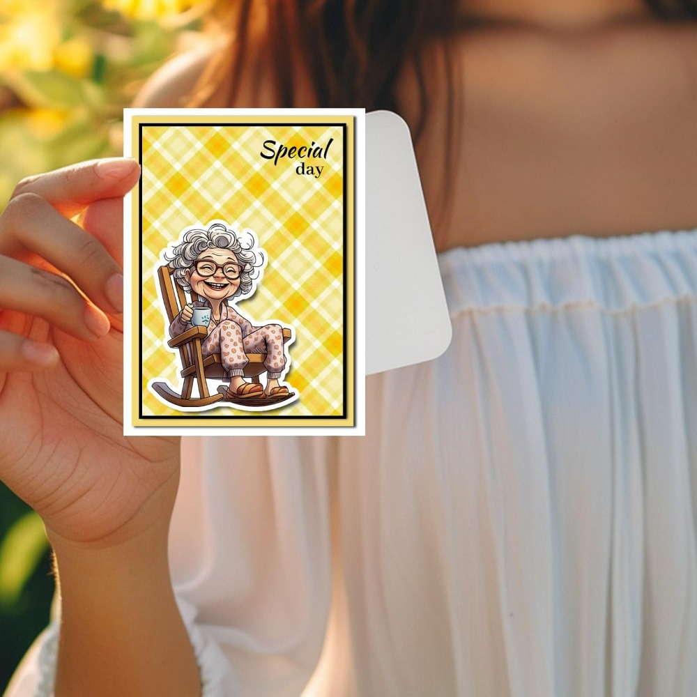Smiling Old Lady Clear Stamps  - Clear Silicone Stamps For Card Making recension och pris