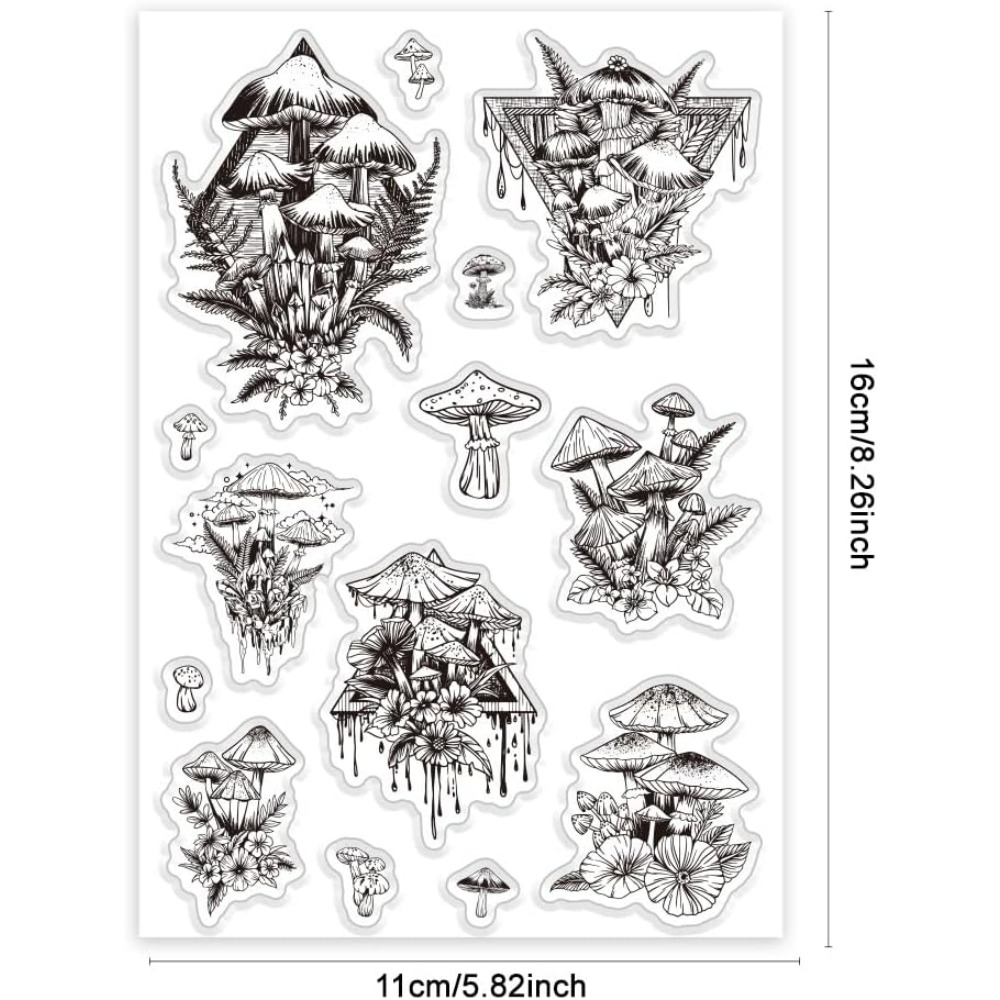 Mushroom Clear Stamp, Plant Si - Clear Silicone Stamps For Card Making recension och pris