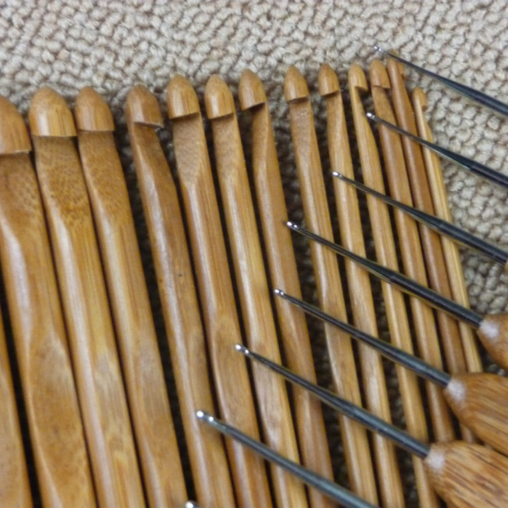 12Pcs Wood Knitting Needles Se - Wooden Crochet Hooks Ergonomic Handle recension och pris